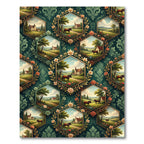 Emerald Hexagonal Countryside Horse Landscape Rug