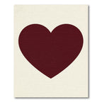 Minimalist Deep Burgundy Heart Shape Rug