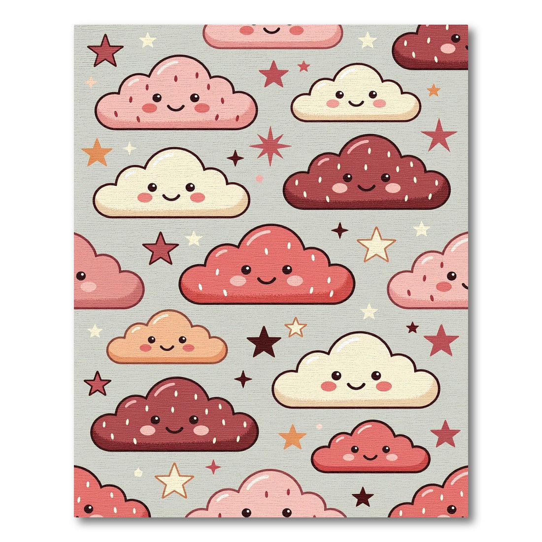 Whimsical Pastel Cloud and Star Composition Rug