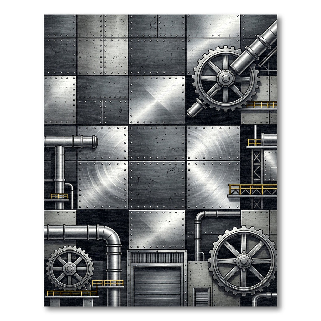 Industrial Metal Gear Cog Plate Rug