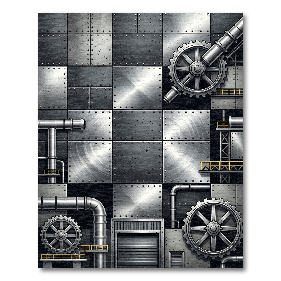 Industrial Metal Gear Cog Plate Rug