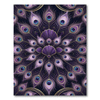 Elegant Purple Peacock Feather Mandala Rug
