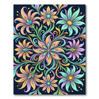 Vibrant Floral Swirl Medallion Art Rug