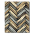 Earthy Herringbone Planks Neutral Tones Rug