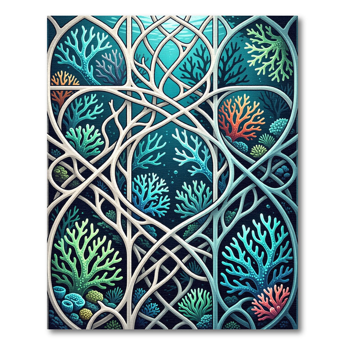 Intricate Coral Reef Undersea Ocean Art Rug