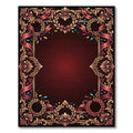 Ornate Red Ribbon Laurel Wreath Rug
