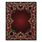 Ornate Red Ribbon Laurel Wreath Rug