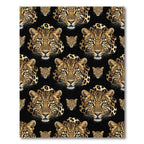 Majestic Leopard Faces Black Background Rug