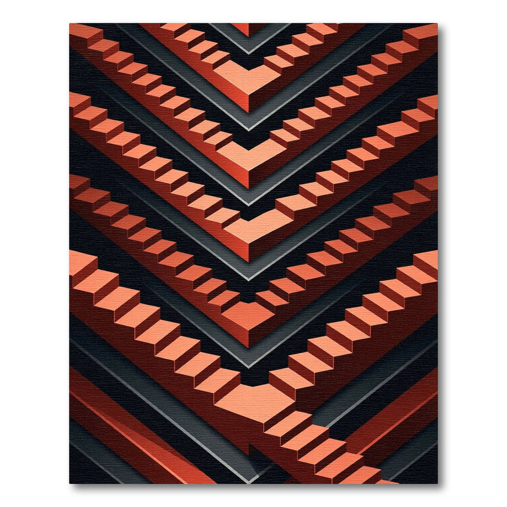 Coral Stairs V Geometric Abstract Rug
