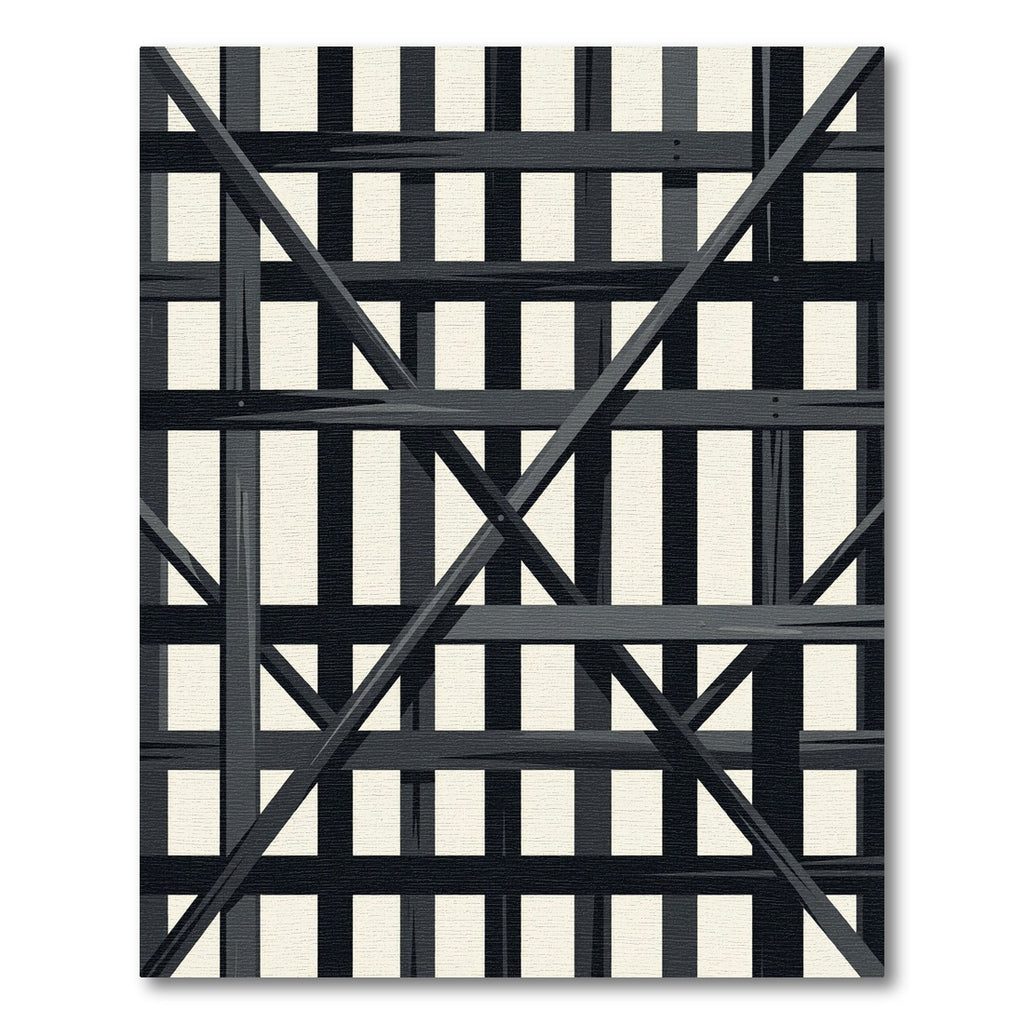 Dark Grey Lattice Grid Rug