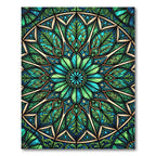 Emerald Stained Glass Radial Bloom Rug