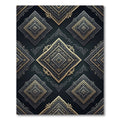 Ornate Black Gold Diamond Medallion Rug