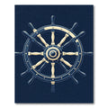 Timeless Navy Coastal Ship Wheel Illustration Rug