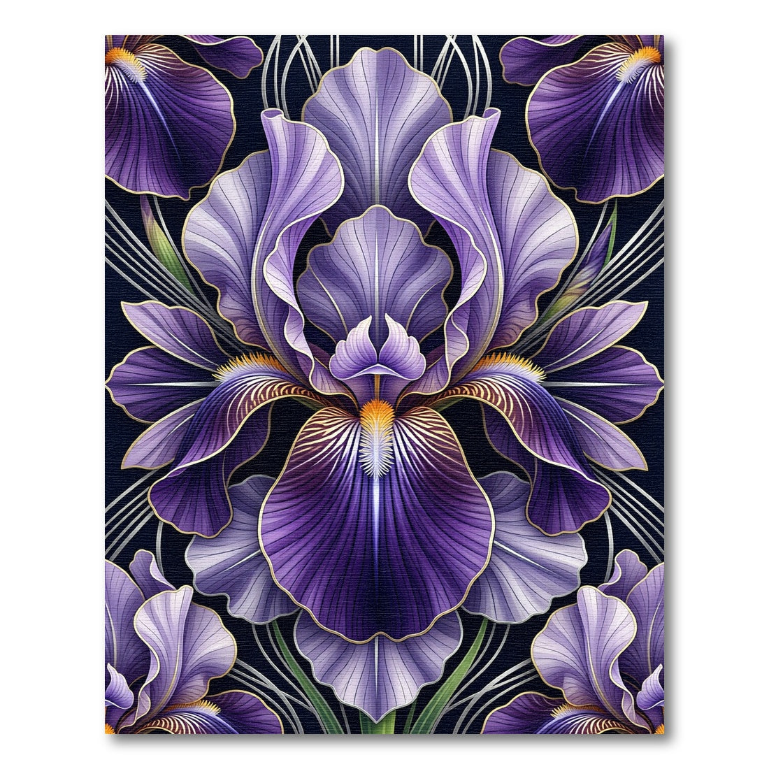 Deep Purple Iris Floral Art Rug