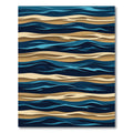 Modern Navy and Gold Abstract Waves Rug