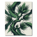 Modern Emerald Pine Branch Artwork Rug