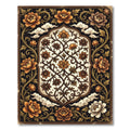 Ornate Golden Floral Scrollwork Rug