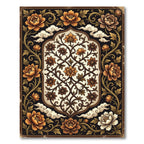 Ornate Golden Floral Scrollwork Rug
