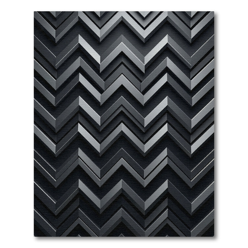 Charcoal Gray Layered Chevron Rug