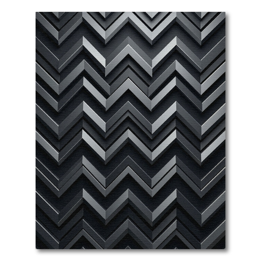 Charcoal Gray Layered Chevron Rug