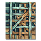 Rustic Teak Aqua Slatted Grid Rug
