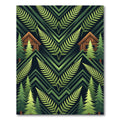 Forest Cabin Fern Geometric Landscape Rug