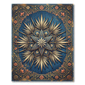 Ornate Navy Gold Starburst Medallion Rug