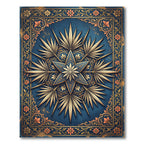 Ornate Navy Gold Starburst Medallion Rug