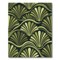 Olive Green Art Deco Fan Waves Rug