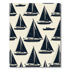 Navy Sailboat Pattern Nautical Motif Rug