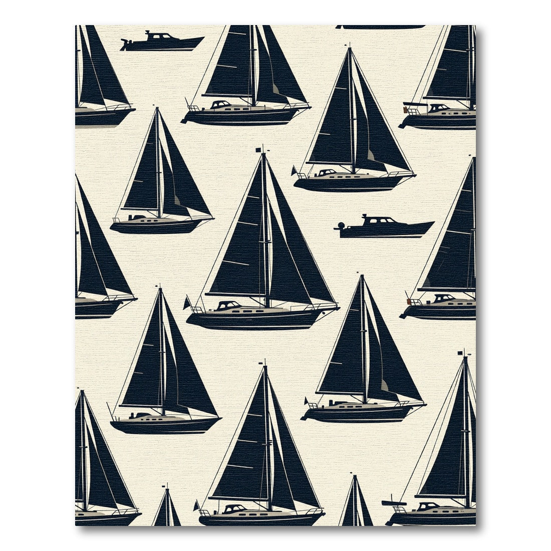 Navy Sailboat Pattern Nautical Motif Rug