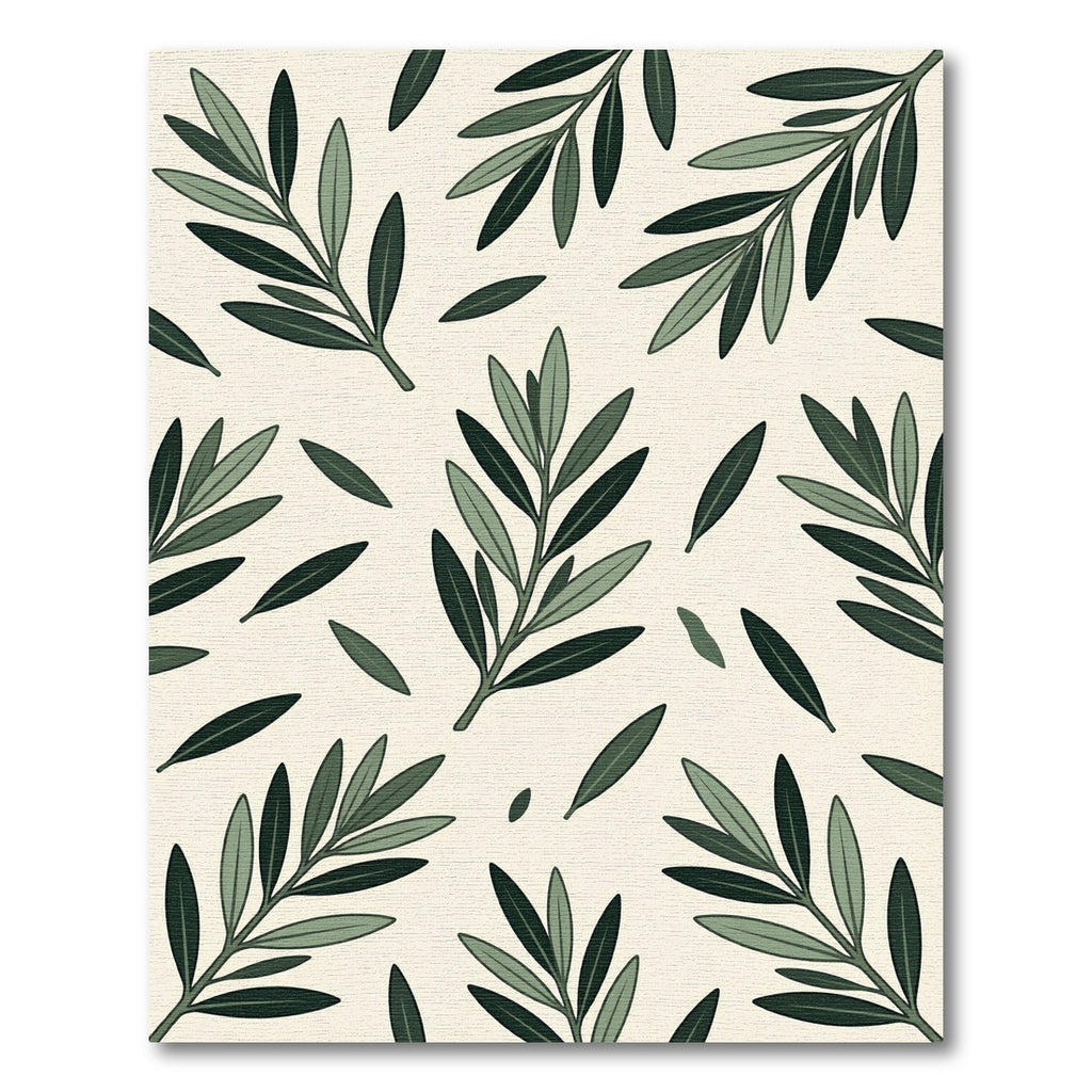 Elegant Sage Olive Branch Botanical Rug