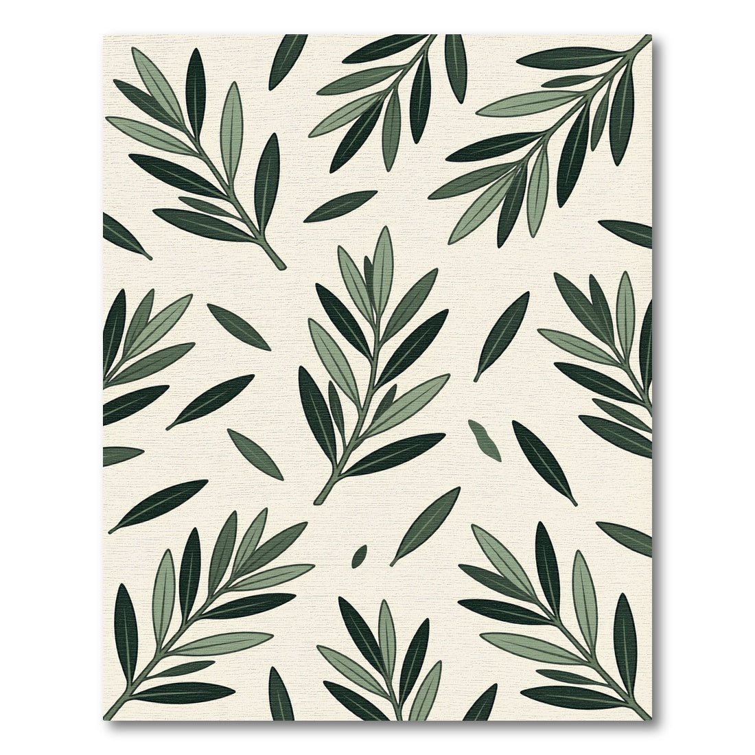 Elegant Sage Olive Branch Botanical Rug