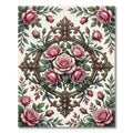 Pink Rose Baroque Floral Medallion Rug