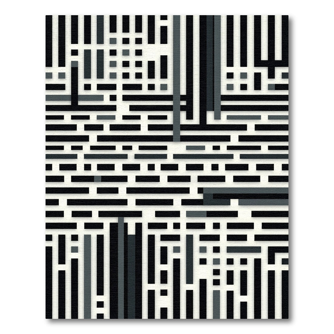 Black Gray Abstract Rectangular Grid Rug