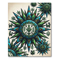 Aztec Turquoise Green Sunburst Medallion Rug
