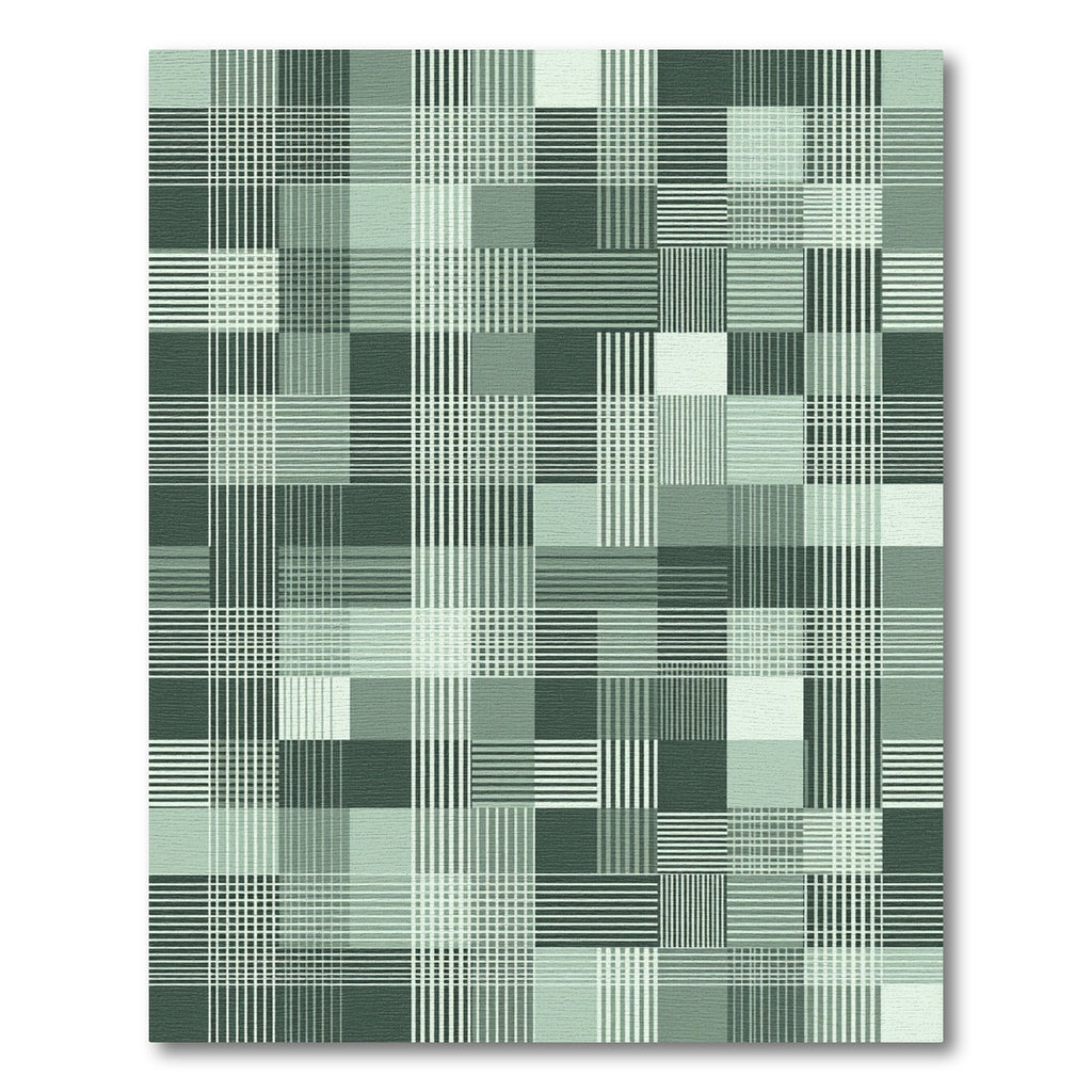 Shades of Green Plaid Grid Abstract Rug