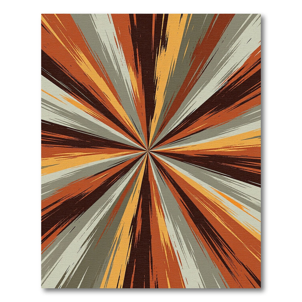 Abstract Radial Burst Orange Gray Rug