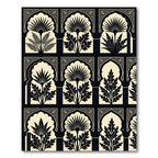 Monochromatic Botanical Archway Ink Black Cream Rug