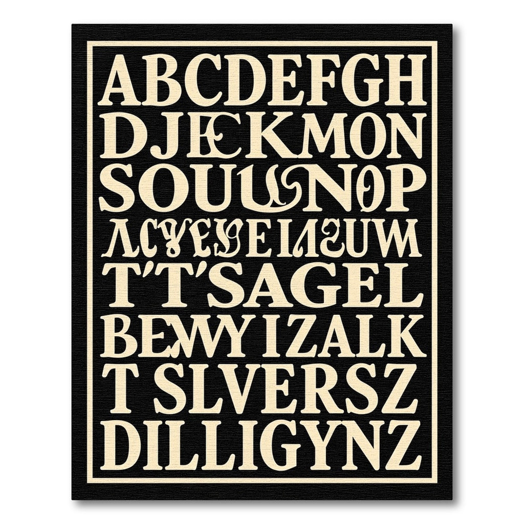 Vintage Black Letter Calligraphy Rug
