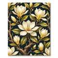 Elegant Cream Magnolia Botanical Branch Rug