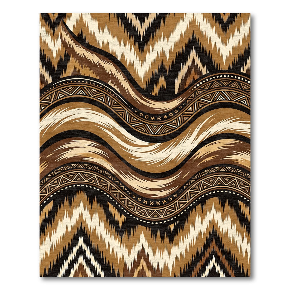 Tribal Earth Tone Ikat Wave Rug
