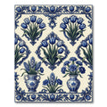 Blue Floral Delft Tulip Porcelain Arrangement Rug