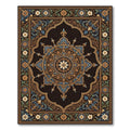 Ornate Gold Sapphire Floral Medallion Rug