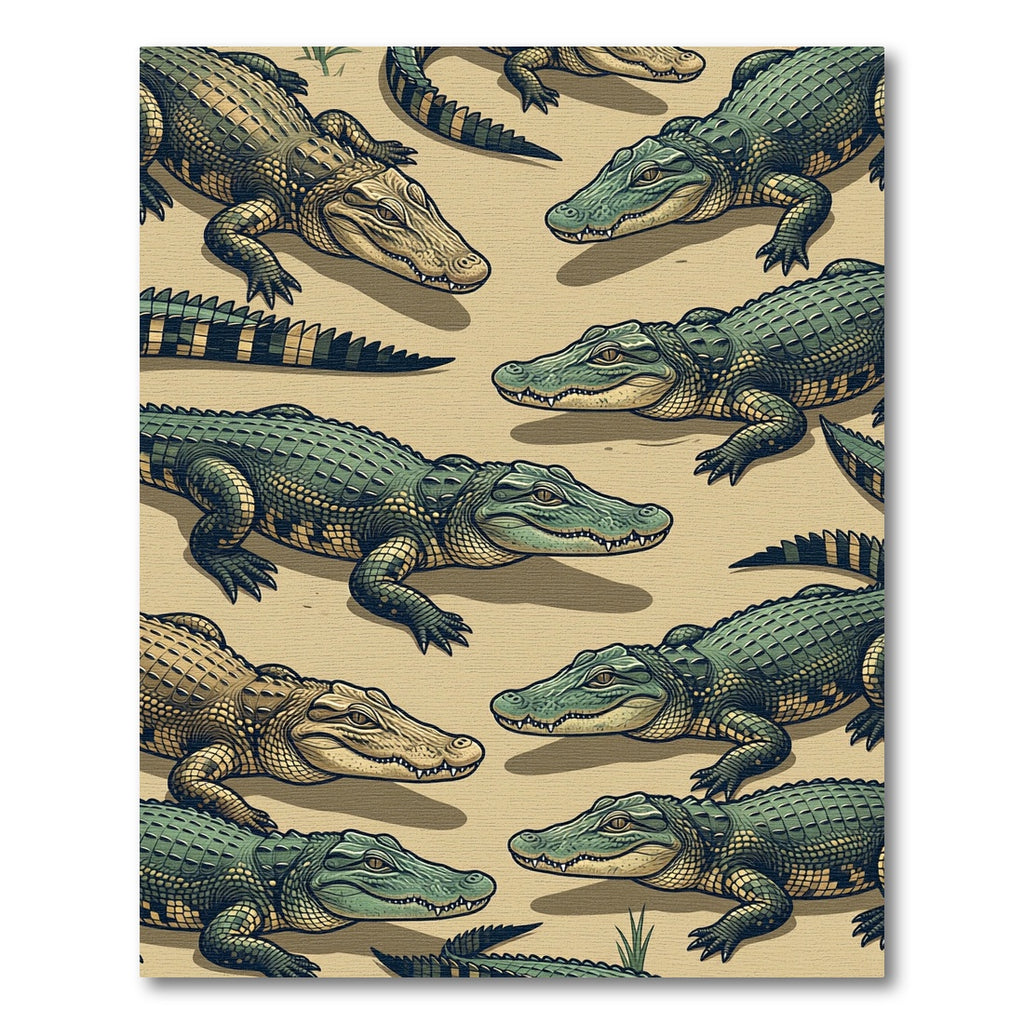Earthy Green Alligator Reptile Texture Rug