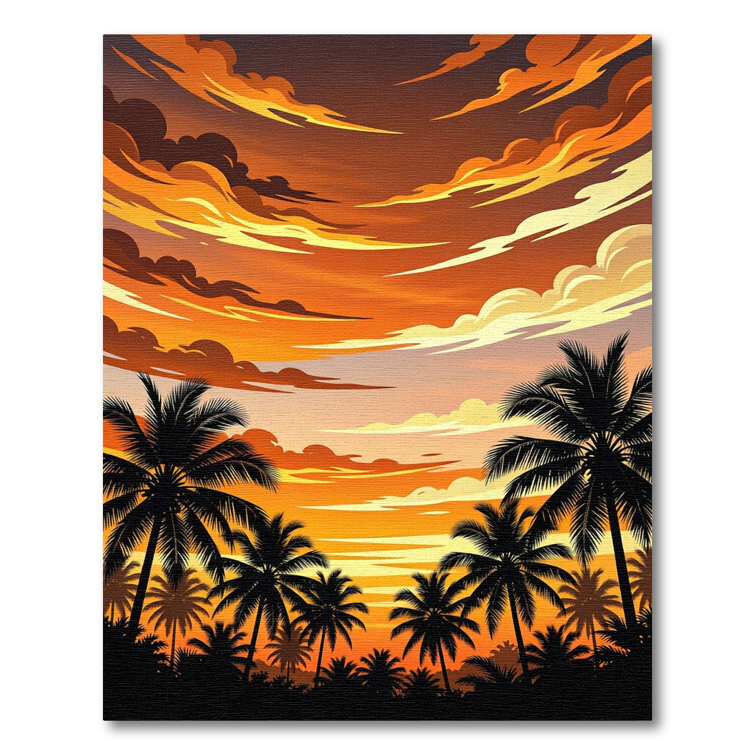 Vibrant Tropical Sunset Palm Horizon Rug