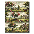 Pastoral Pink Floral Cottage Landscape Rug