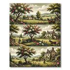 Pastoral Pink Floral Cottage Landscape Rug