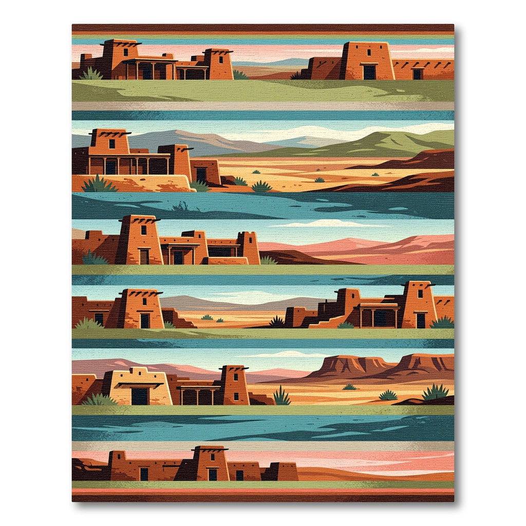 Southwestern Adobe Landscape Tiered Stripe Rug