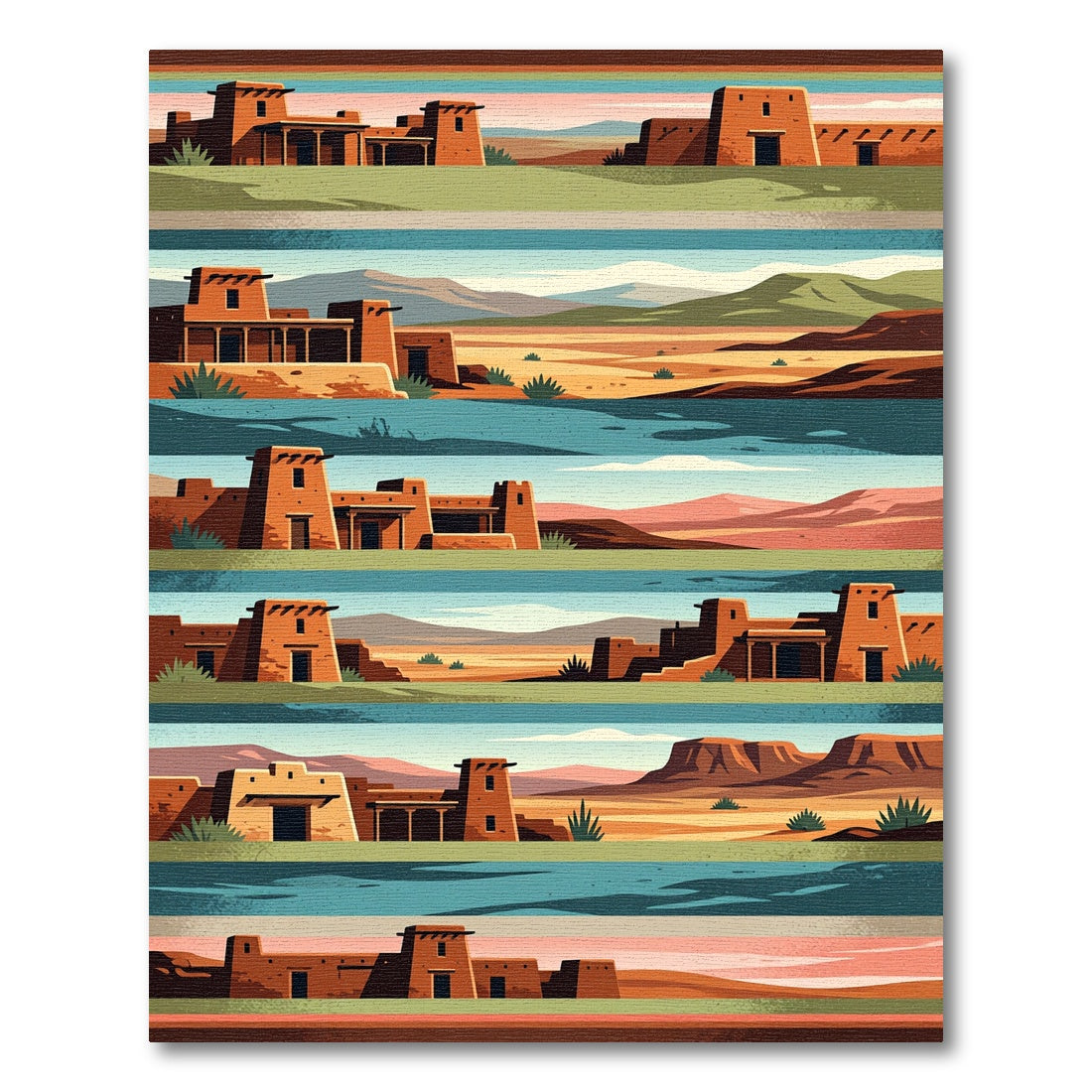 Southwestern Adobe Landscape Tiered Stripe Rug
